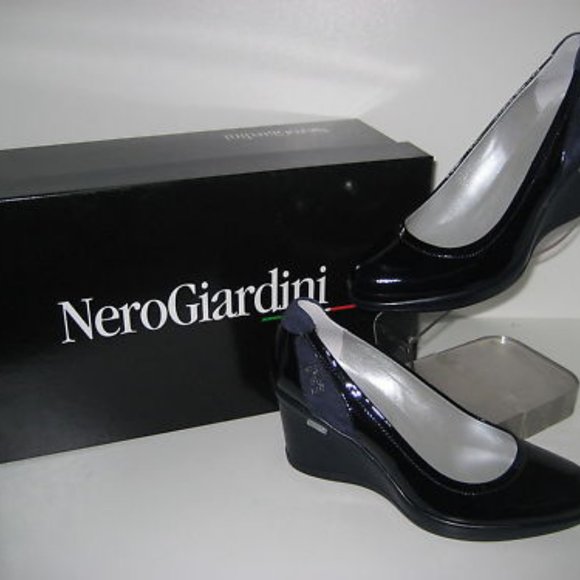 Nero Giardini Shoed Black 36.5 Wedge Pumps - Leather Lining made in Italy - Picture 2 of 8